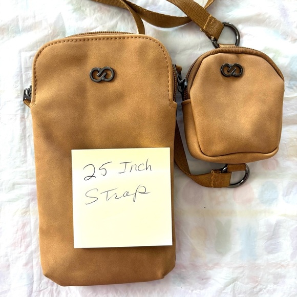 Calia Essentials Only Crossbody vegan leather tan rubbed look. NWOT - Picture 11 of 12